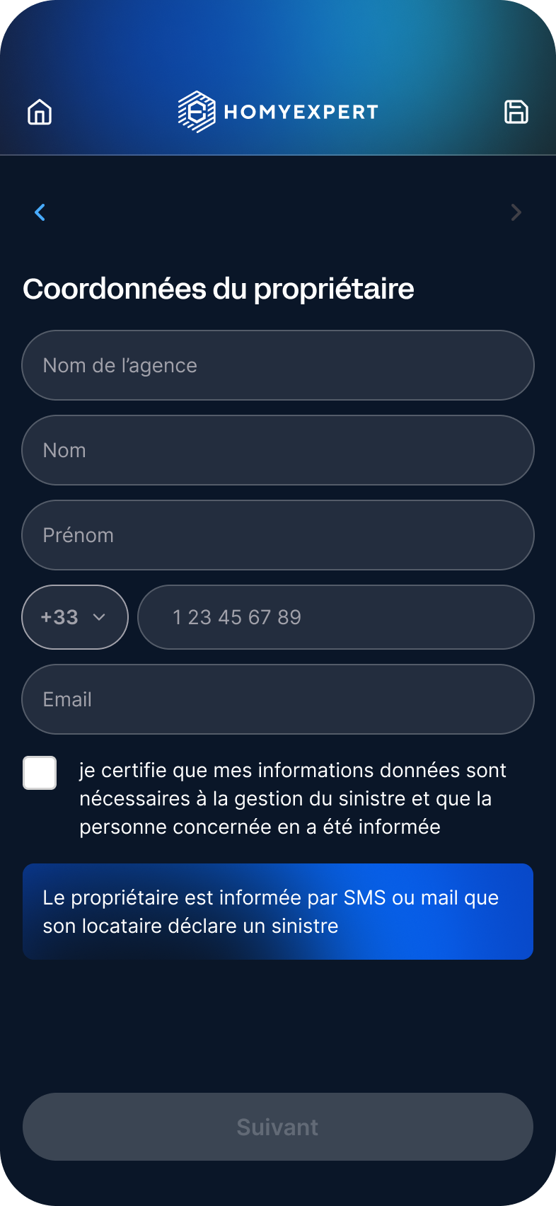 Coordonnées du propriétaire